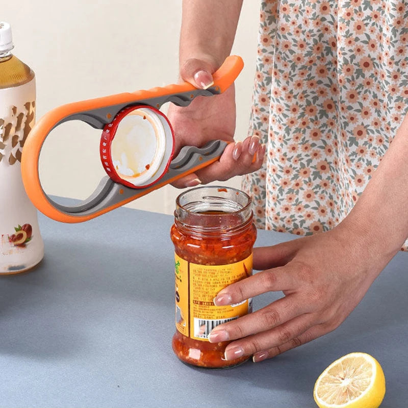 1pc Multifunctional 4-in-1 Jar Opener, Jar Gripper, Lid Opener, Can Opener, Bottle Opener