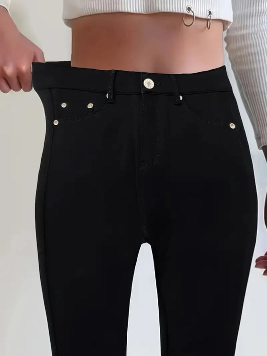 Women Jeans Plus Size High WaistedBlack Slim Fit with Button Detail Jeans Stylish Women's Bottoms Trending Now
