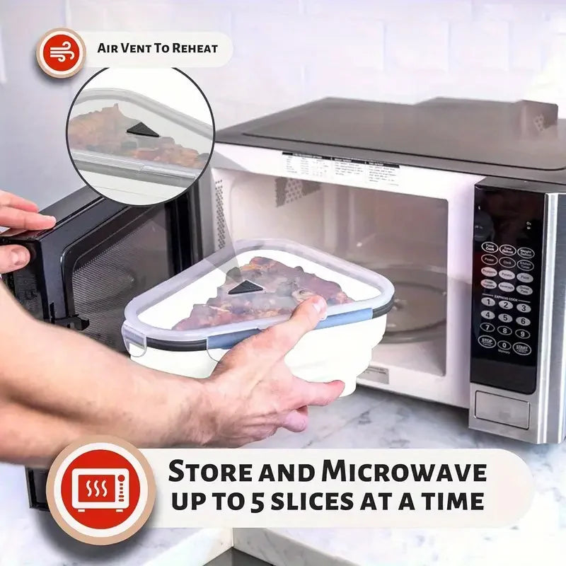1 piece of space-saving silicone pizza storage container, reusable, foldable design, a durable kitchen essential.