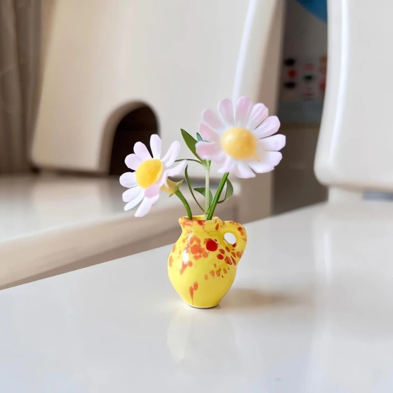 5/8Pcs (no plant) Mini Ceramics Vases Magnets Strong Magnetic Hold Buds Vases Magnets for Fridge Decoration and Office Use