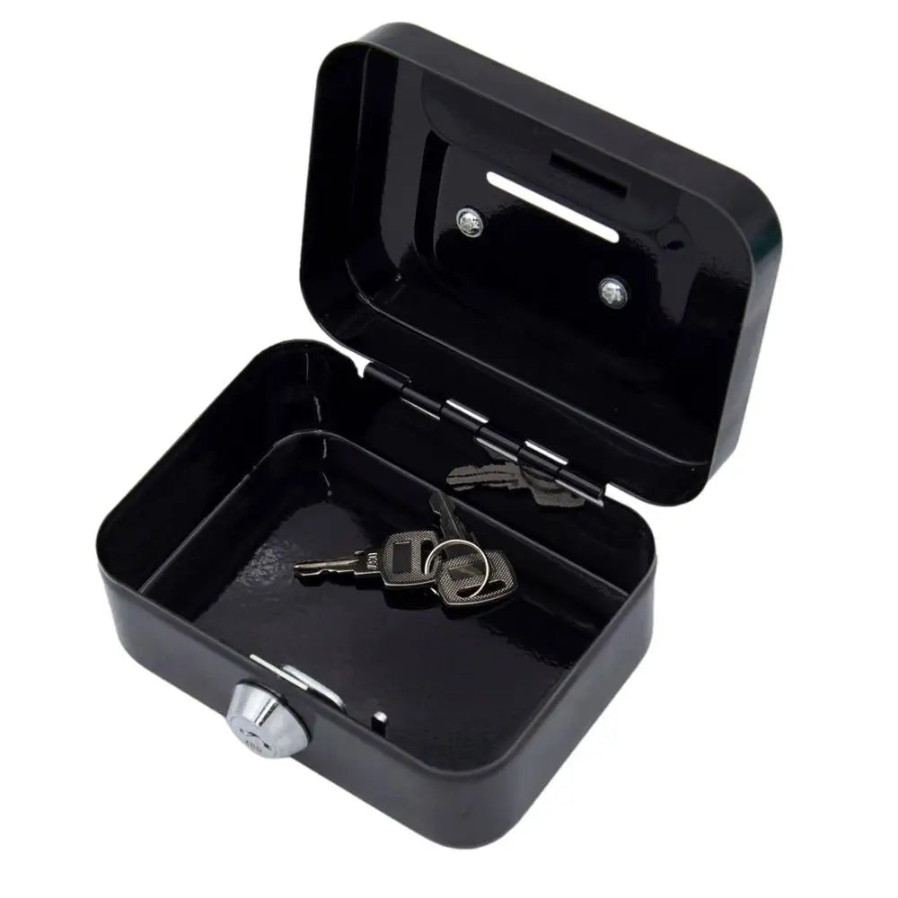 Portable Small Lock Box Security Safe Lock Boxes Mini Metal Cash Box Money Bank Metal Coin Bank Security Box Sturdy Cash Box