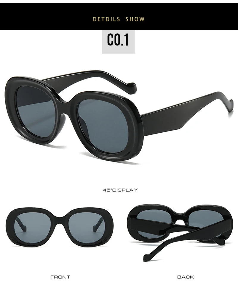 SHAUNA Fashion Oversized Oval Sunglasses Women Retro Trending Men Punk Sun Glasses