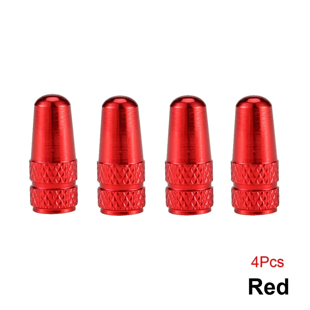4Pcs Aluminum Alloy Presta Valve Caps for Road MTB Track Racing Bike Tires - French Valve Wheel Tube Tire Wheel Covers