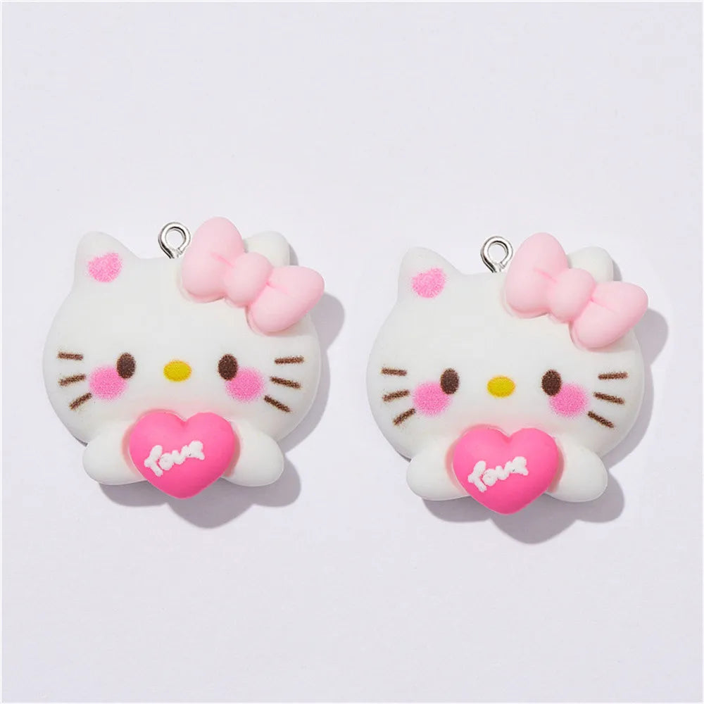 10Pcs Cartoon Dog Cat Animal Charm Pendants Earring Necklace Jewelry Accessories Car Keychain Friend Gift DIY Handmade Ornaments