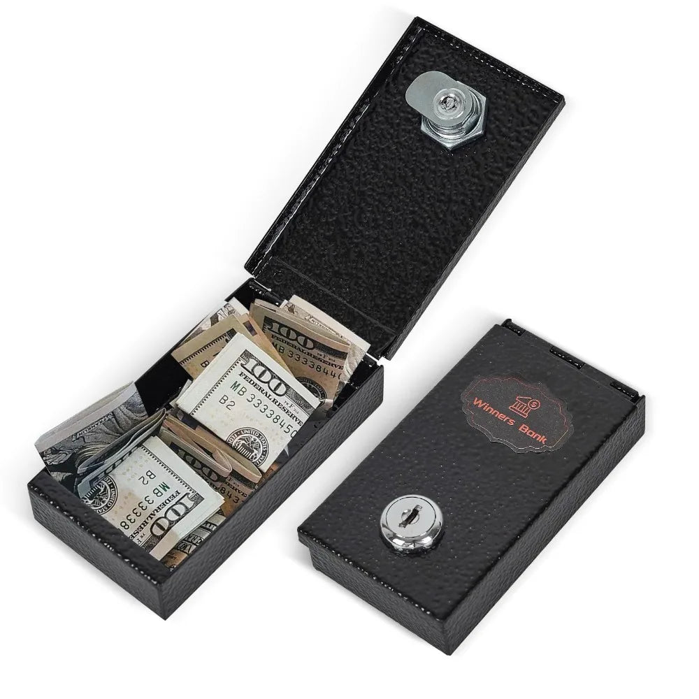 Portable Metal Cash Box with Key Reusable Money Safe Pocket Sized Mini Lock Box