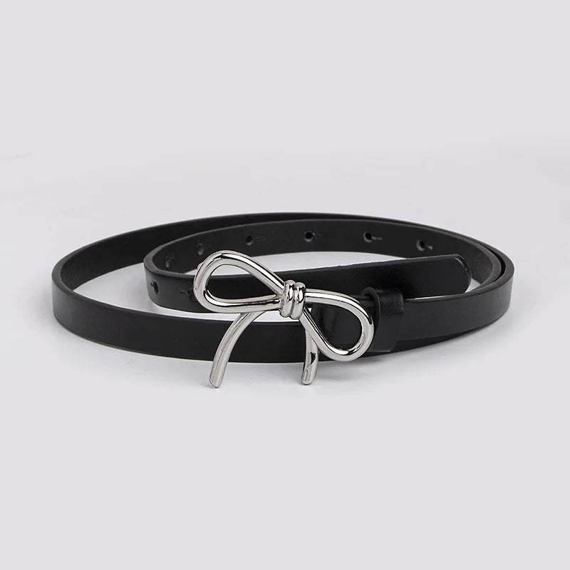 Bow Detail Bowknot Element Versatile Skinny Belt Candy-Colored Belt Trending Accessory
