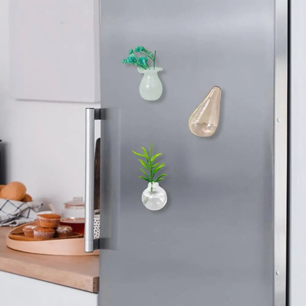 Durable Mini Vase Magnet 3d Miniature Flower Vase Decoration for Home Office Kitchen Glass Vase Refrigerator Decor Ornament Mini