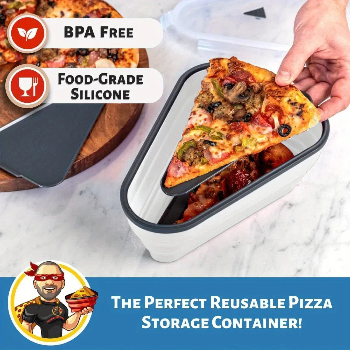 1pc Space-Saving Silicone Pizza Storage Container with 5 Microwavable Serving Trays - Reusable,Collapsible Design