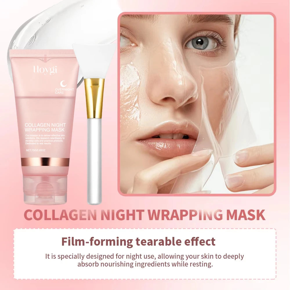 Collagen Night Wrapping Peel Off Mask Facial Moisturizing Brighten Hydrating Smooth Face Firming Skin Rejuvenation Care Mask