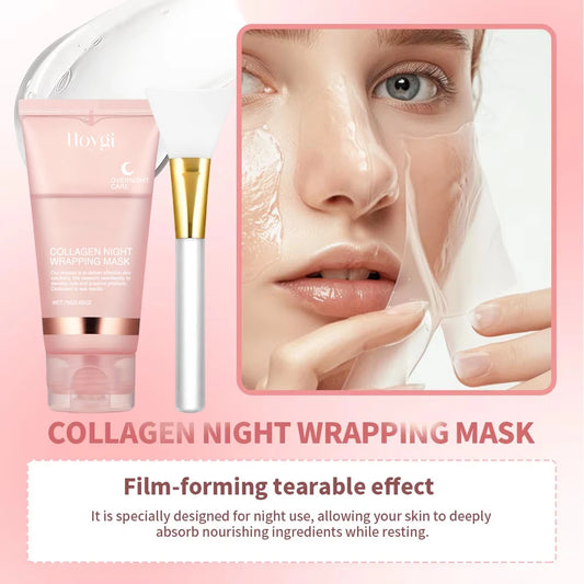 Collagen Night Wrapping Peel Off Mask Facial Moisturizing Brighten Hydrating Smooth Face Firming Skin Rejuvenation Care Mask