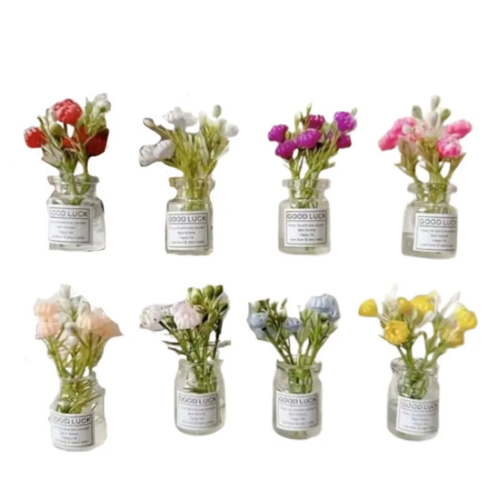 8Pcs Creative Mini Vase Magnets Handmade 3D Vase Refrigerator Magnets Decorative Luminous Small Vase Magnets Office Decoration