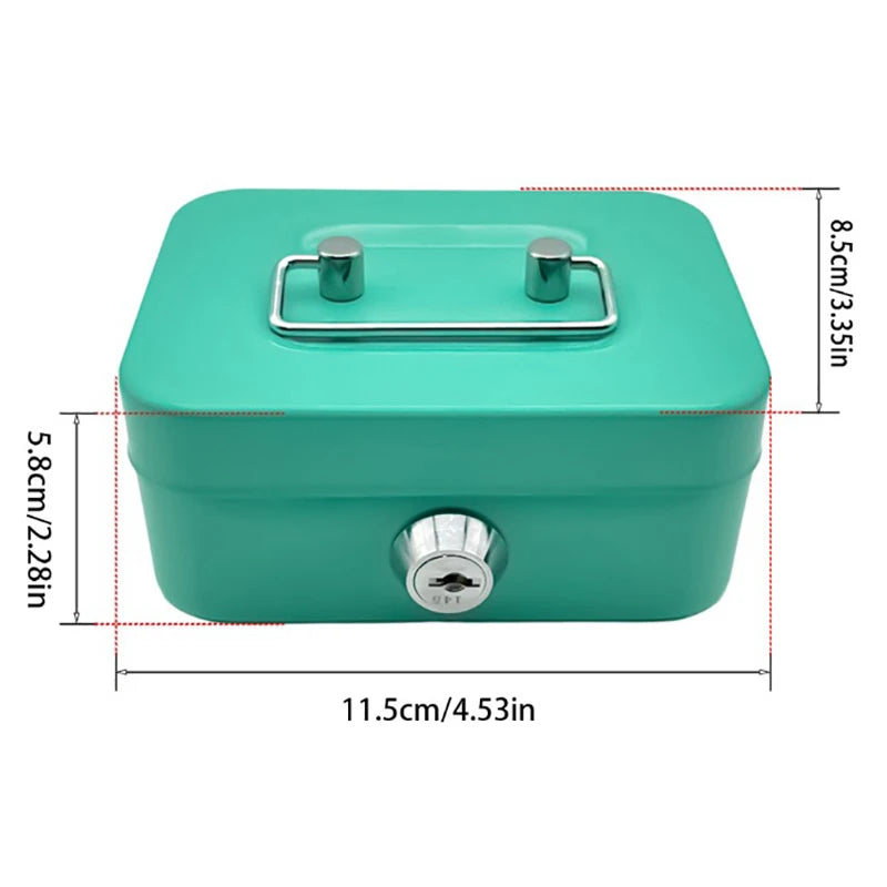 Portable Piggy Box Made Of Metal Small Security Lock Box Sturdy Coin Boxes Money Safe Box Lockable Cash Box With Key For Kids