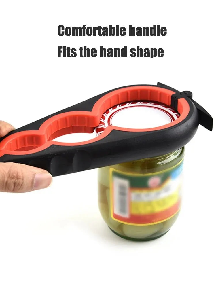 Can Opener Multi Functional Four In One Beverage Bottle Opener Cap Twister Four Position Can Opener Anti Slip Cap Twister