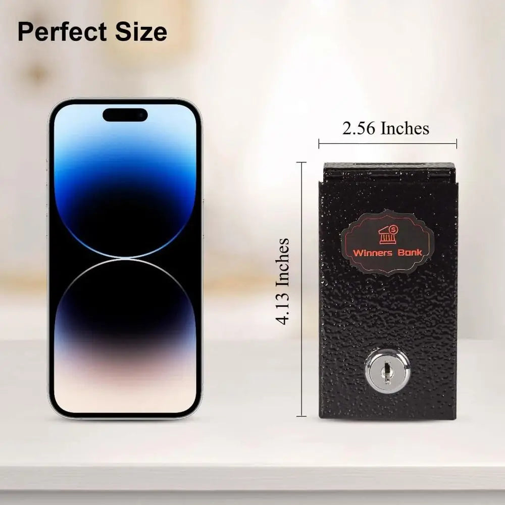 Portable Metal Cash Box with Key Reusable Money Safe Pocket Sized Mini Lock Box