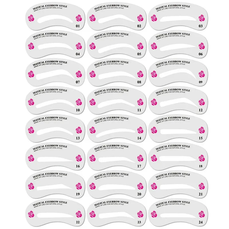 24 Styles/set Eye Makeup Stencils Grooming Eyebrow Stencil Kits DIY Eyebrow Templates for Women Make Up Beauty Tools Accessories