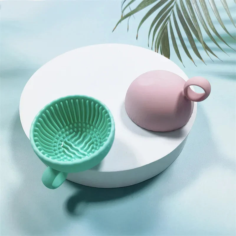 Makeup Brush Cleaner Folding Powder Puff Cleaning Bowl Eyeshadow Brushes Wash Clean Mat Beauty Tools Soft Silicone Scrubber Box
