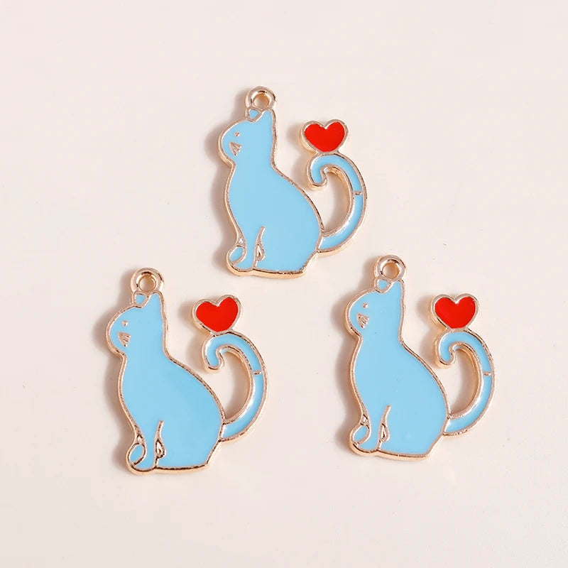 20pcs Cartoon Animal Charms Enamel Cat Charms Pendants for Jewelry Making Drop Earrings Necklaces Bracelets Accessories DIY Gift