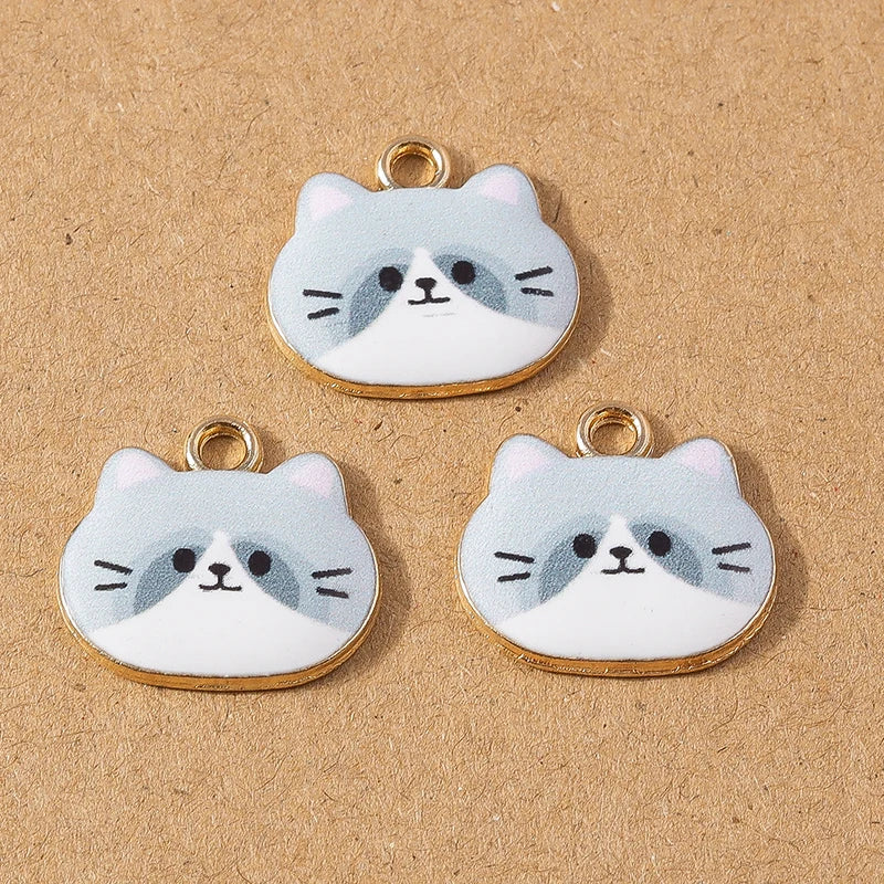10pcs Cute Enamel Cartoon Animal Cat Charms Pendants for Necklace Earrings DIY Bracelet Handmade Jewelry Making Accessories