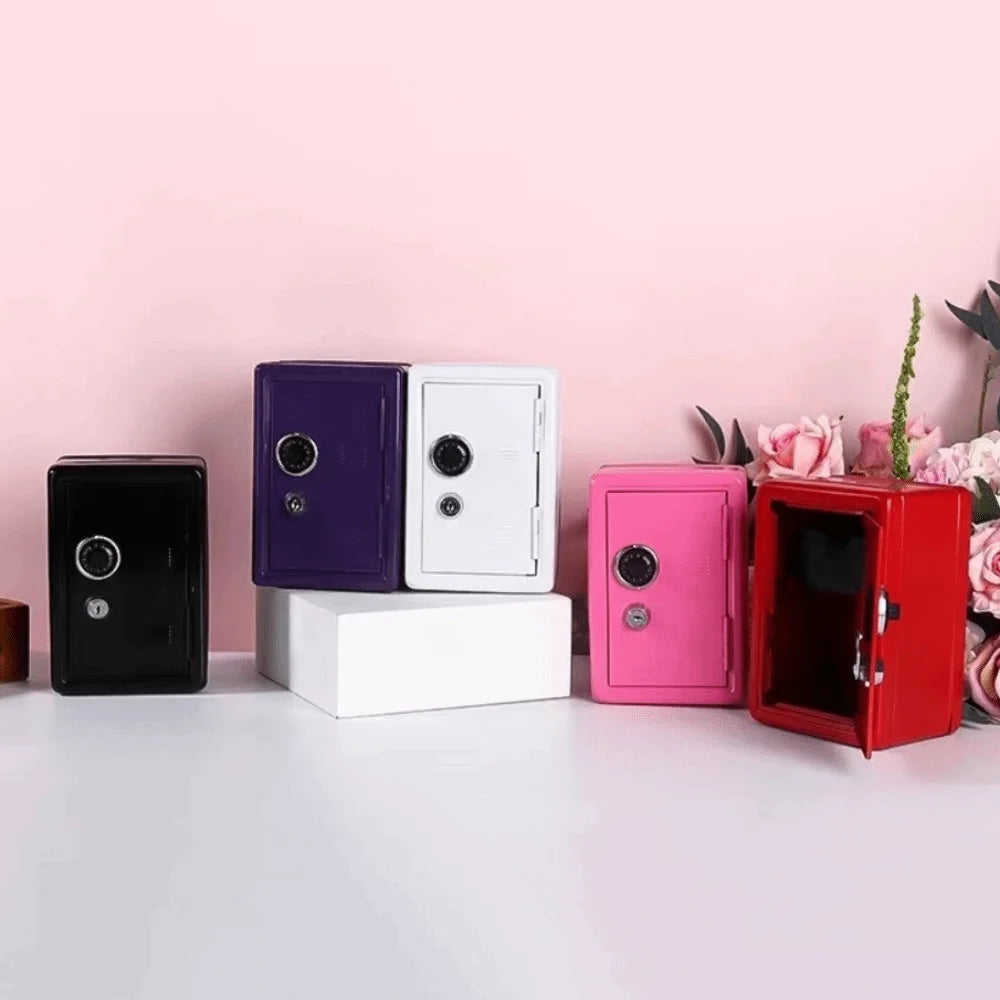 Portable Password Lock Mini Safe Box Anti-Theft Metal Piggy Bank Cabinet Strongbox Valuables Security