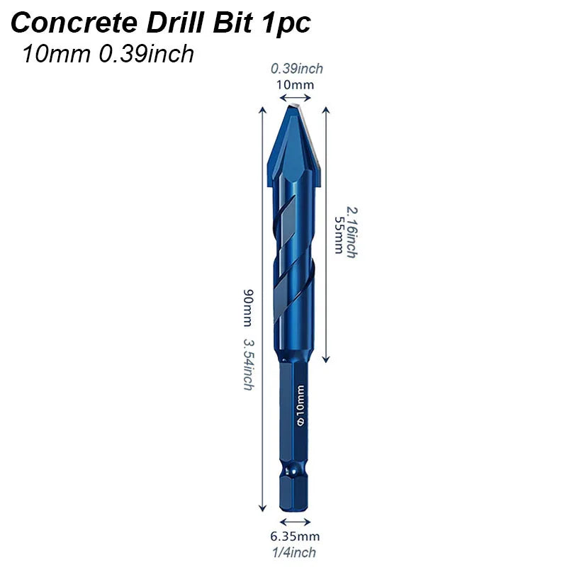 Masonry Concrete Spiral Drill Bit Eccentric for Glass Ceramic Tile Brick Plastic Wood Mason Hard Alloy Wall Hole Cutter Saw Blue