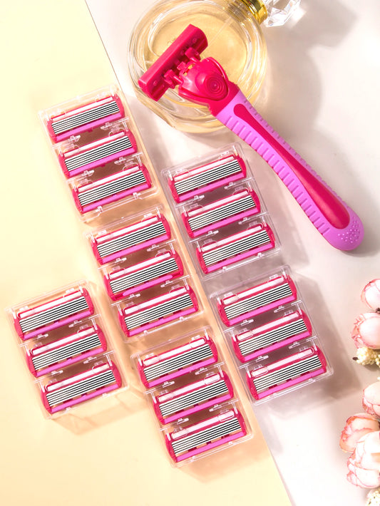 Razors for women, 6-layer stainless steel razor blade, replaceable girls' summer bikini manual safe hair removal blade.