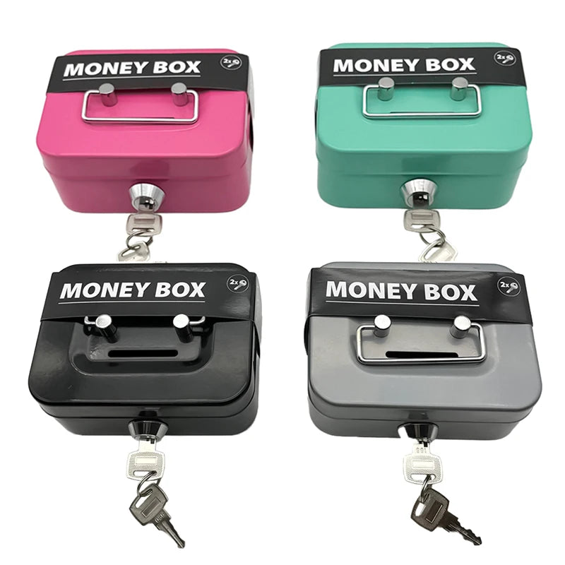 Portable Piggy Box Made Of Metal Small Security Lock Box Sturdy Coin Boxes Money Safe Box Lockable Cash Box With Key For Kids