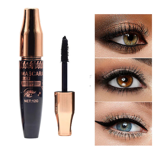 3D Waterproof Mascara Black Silk Fiber Long Curling Non-Clumping Eyelash Extensions Spiral Makeup for Eyes
