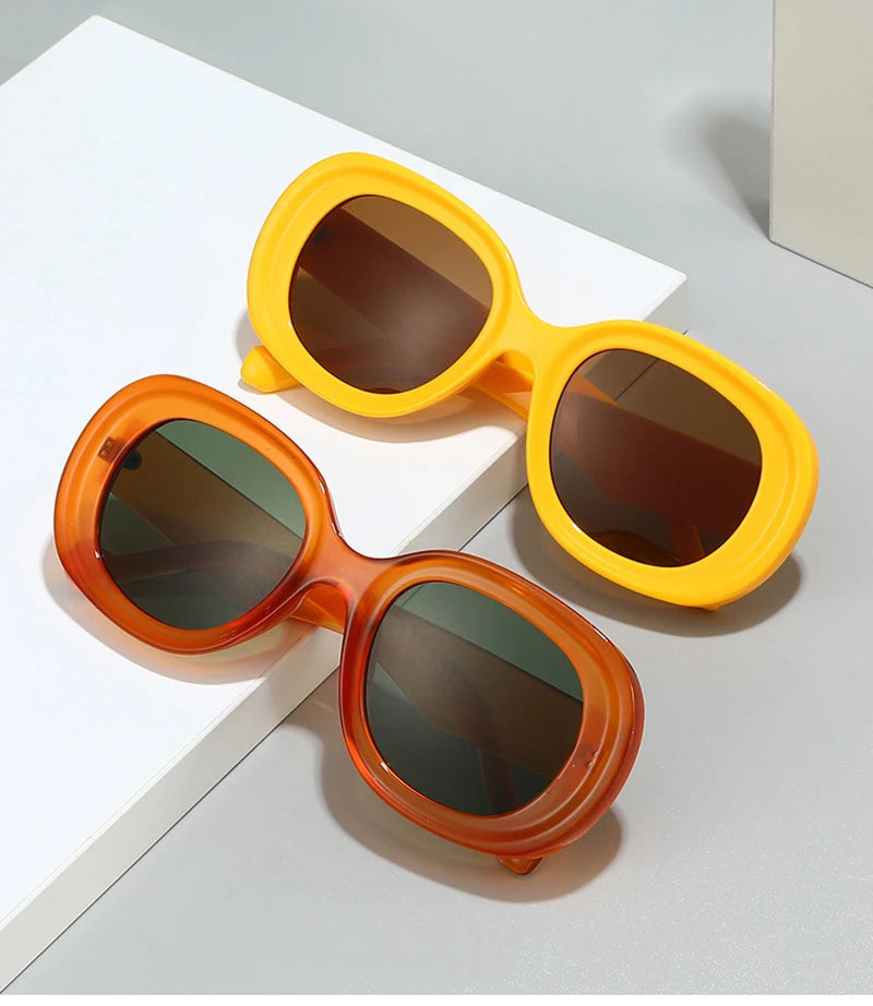 SHAUNA Fashion Oversized Oval Sunglasses Women Retro Trending Men Punk Sun Glasses