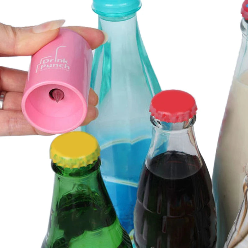 Bottle Opener Tools Drink Punch Mini Water Drill Bottle Opener Bottle Cover Hole Punch Opener For Straw For Party Random Color