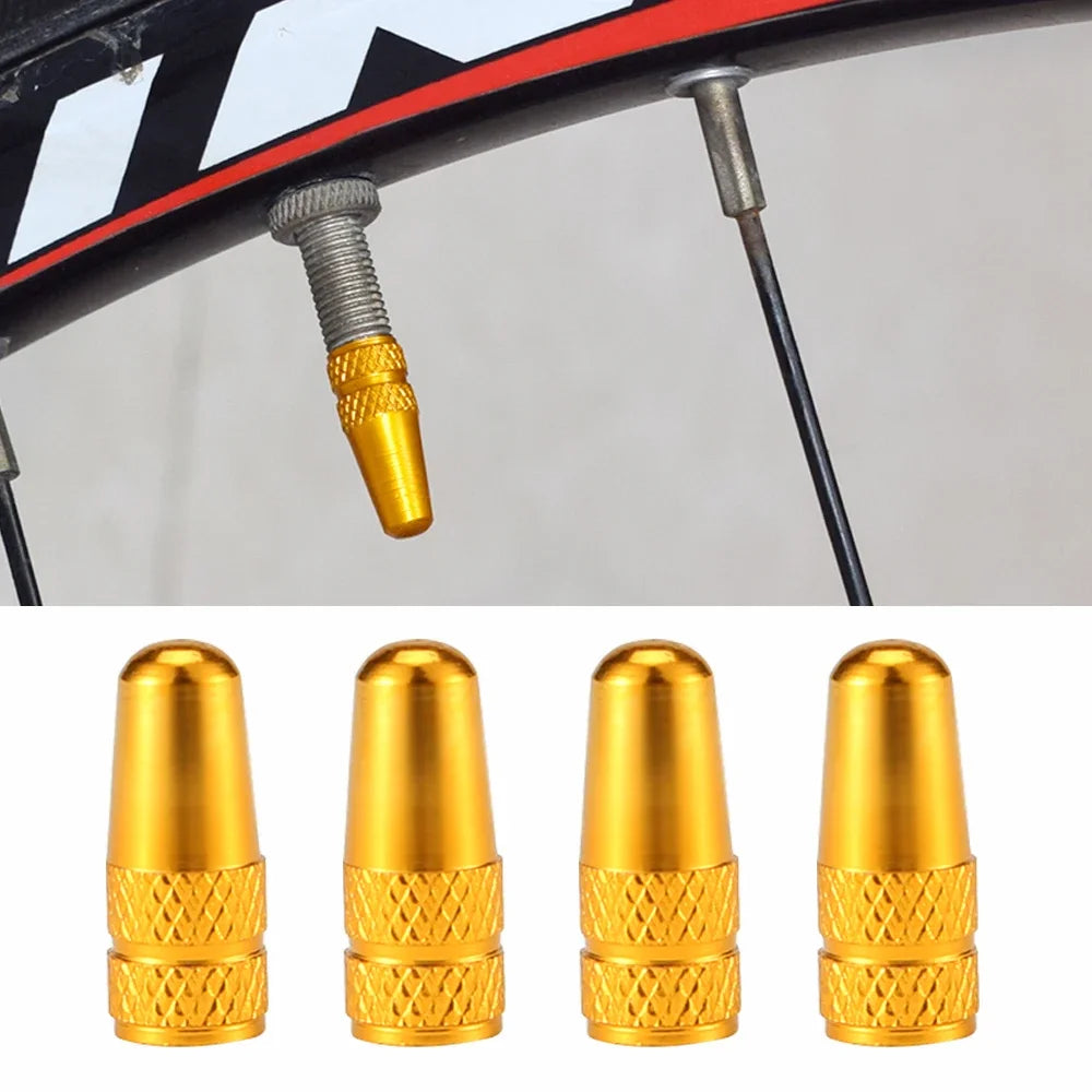 4Pcs Aluminum Alloy Presta Valve Caps for Road MTB Track Racing Bike Tires - French Valve Wheel Tube Tire Wheel Covers