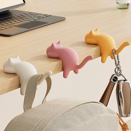 Cute Cat Bag Hook Hanger Table Hook Handbag Backpack Travel Bag Organizer Holder Home Office Decor Desk Side Hooks Portable