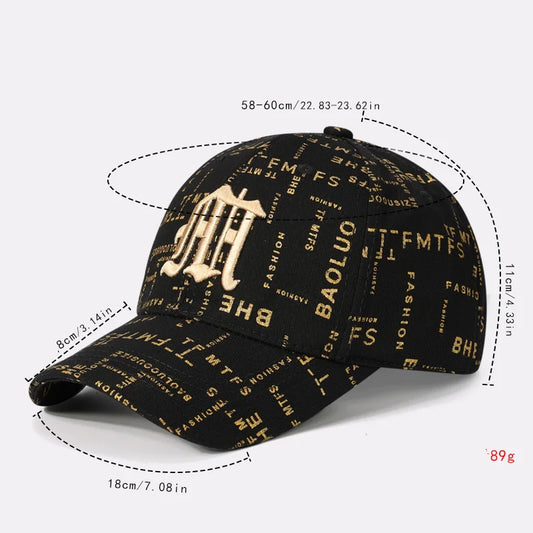 Trending Typography - printed Baseball Cap with Embroidered Logo - A Fashion - forward Headpiece