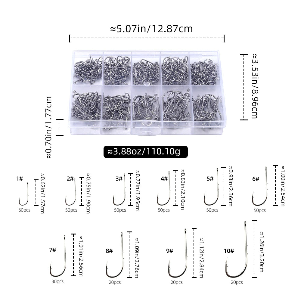 400pcs boxed long handle hook double back thorn hook Dezhou fishing group soft bait soft worm hook high carbon steel