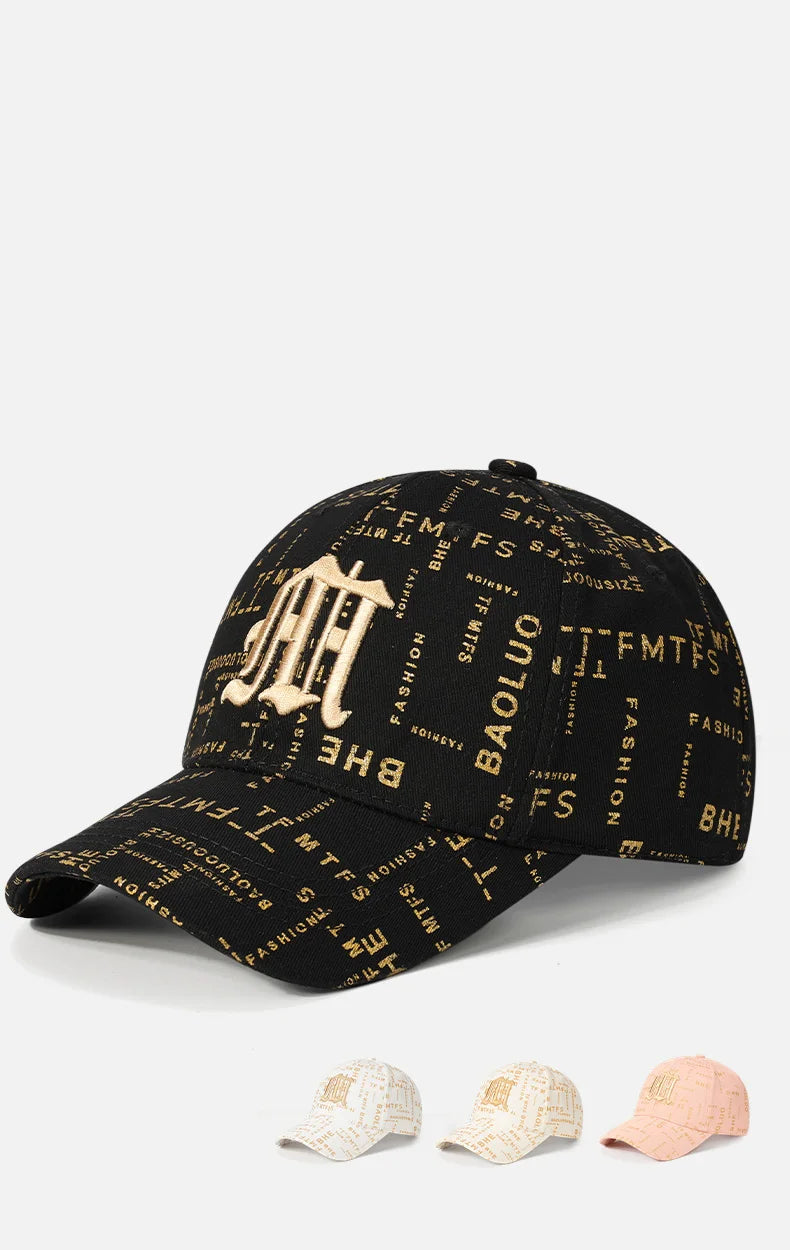 Trending Typography - printed Baseball Cap with Embroidered Logo - A Fashion - forward Headpiece