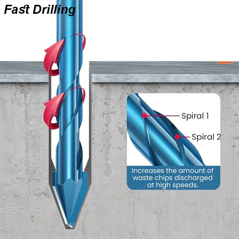 Masonry Concrete Spiral Drill Bit Eccentric for Glass Ceramic Tile Brick Plastic Wood Mason Hard Alloy Wall Hole Cutter Saw Blue