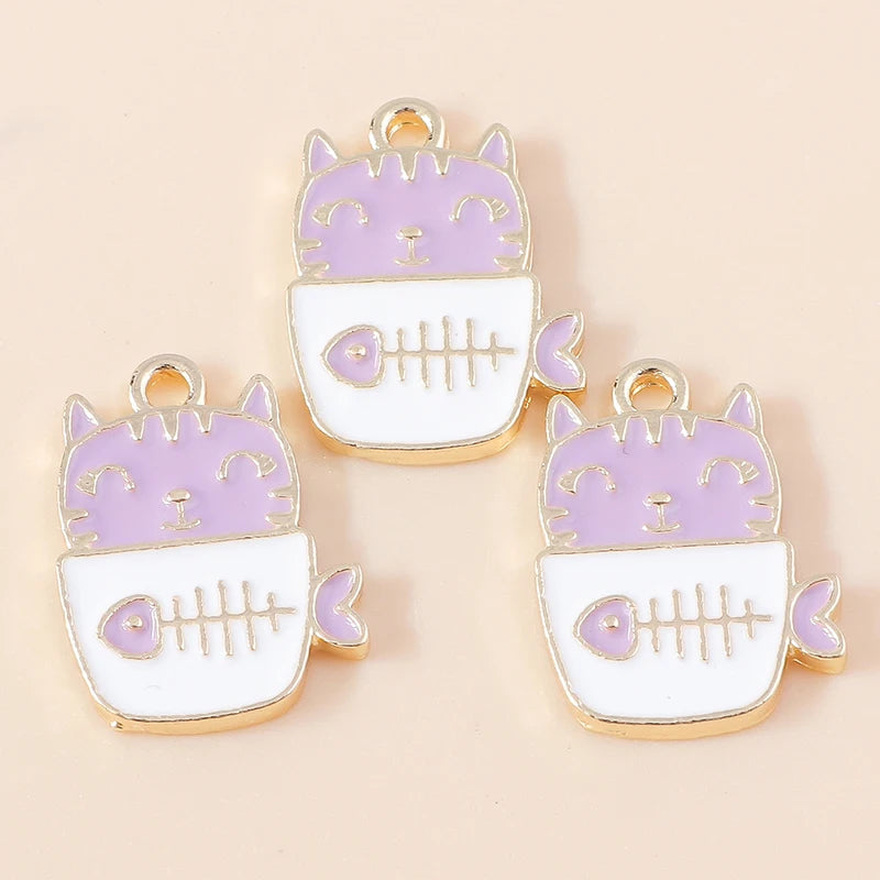 20pcs Cartoon Animal Charms Enamel Cat Charms Pendants for Jewelry Making Drop Earrings Necklaces Bracelets Accessories DIY Gift