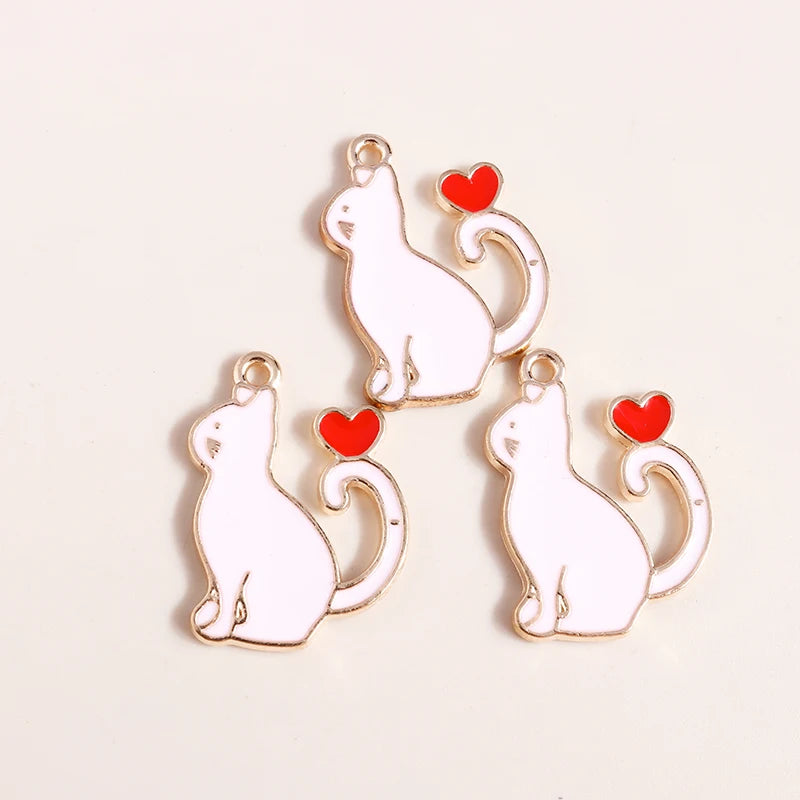 20pcs Cartoon Animal Charms Enamel Cat Charms Pendants for Jewelry Making Drop Earrings Necklaces Bracelets Accessories DIY Gift