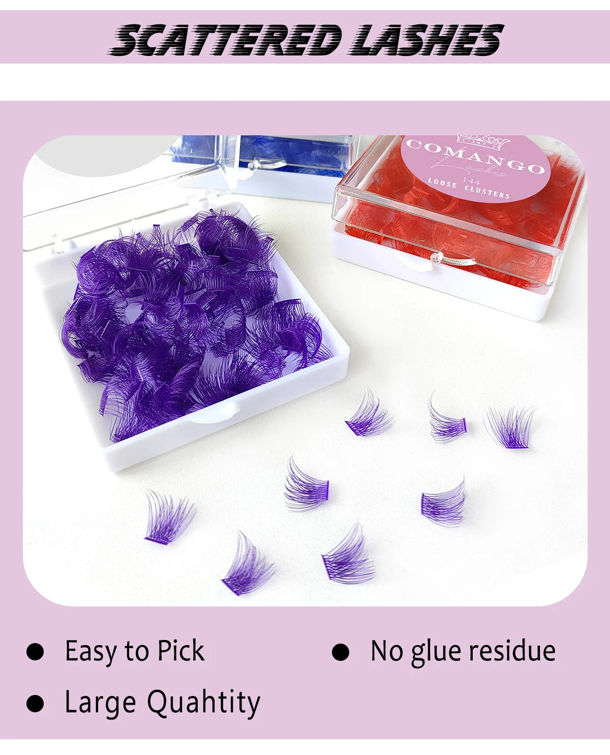 144pcs Colored Loose Lash Segmented Cluster Individual Russian Wispy C/D Curl Cluster Lashes Extension DIY At Home