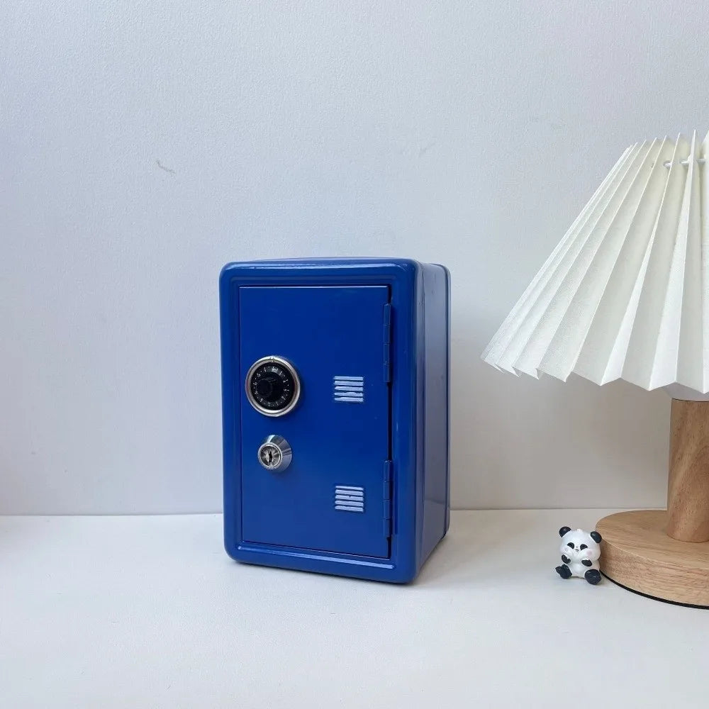 Portable Password Lock Mini Safe Box Anti-Theft Metal Piggy Bank Cabinet Strongbox Valuables Security