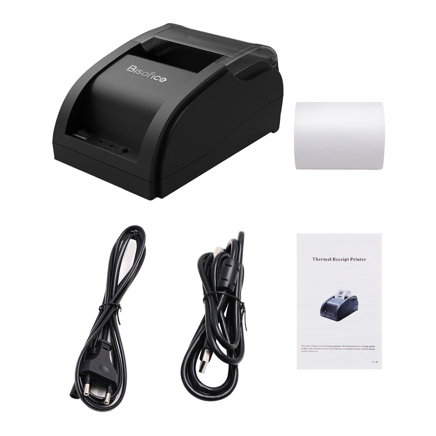 Wireless Barcode Printer USB BT Printer 58mm Desktop Thermal Receipt Printer with 1 Roll Paper Inside Support ESC Command
