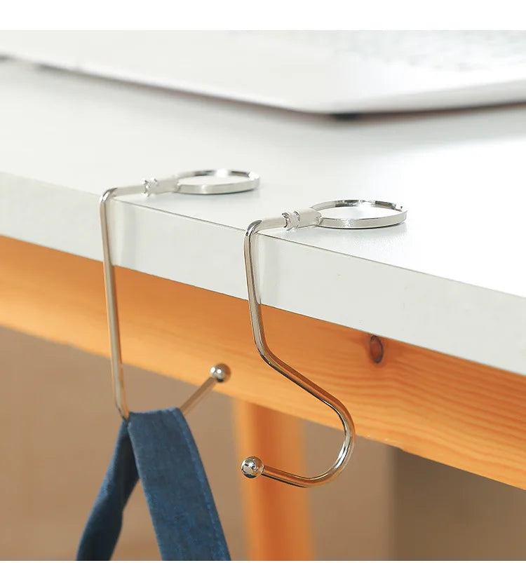 1PCS Portable Folding Bag Hook Hanger Purse Handbag Holders Foldable Table Hook Women Handbag Organizer Office Desk Side hook