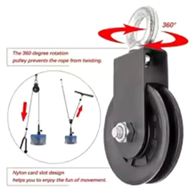 RALCA-Gym Cable Equipment Wheel 360° Rotation Silent Pulley With Hanging Straps& Carabiner Cable Machine DIY Attachment