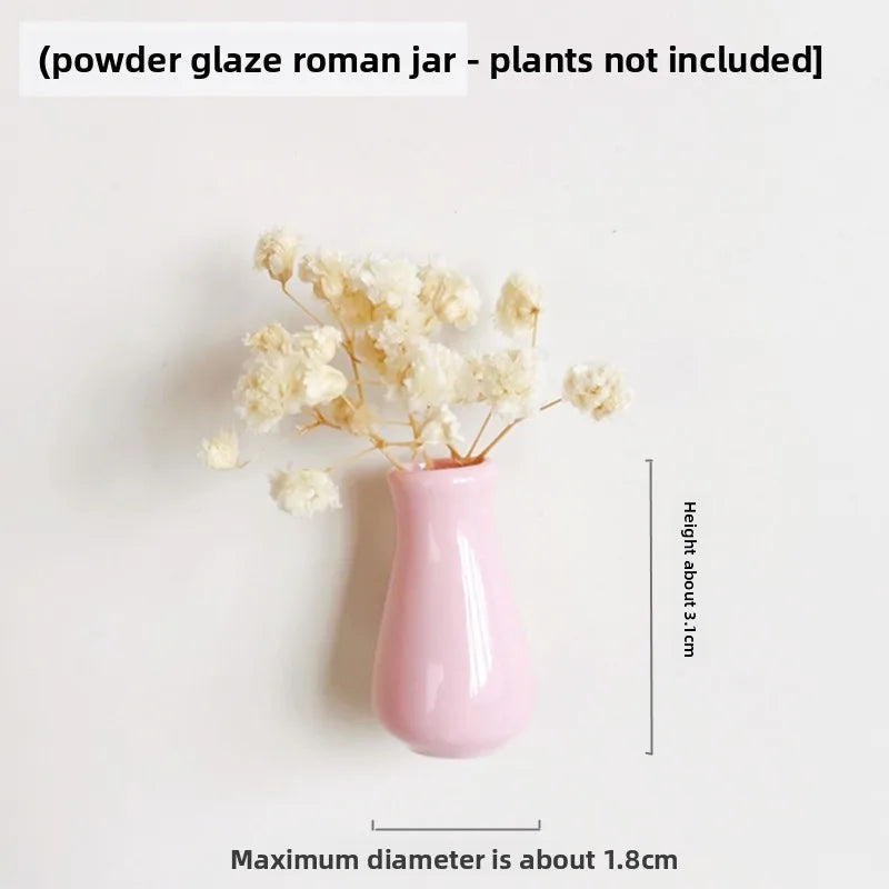 Creative Mini Magnetic Ceramic Flower Vase – DIY Porcelain Insert for Fridge Sticker, Fingertip Decoration &Thoughtful Gift Idea