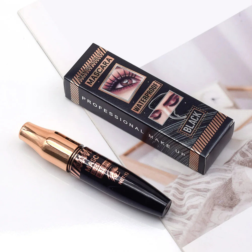 3D Waterproof Mascara Black Silk Fiber Long Curling Non-Clumping Eyelash Extensions Spiral Makeup for Eyes