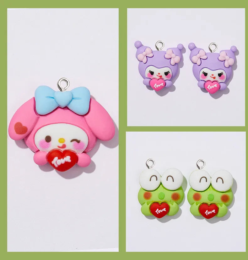 10Pcs Cartoon Dog Cat Animal Charm Pendants Earring Necklace Jewelry Accessories Car Keychain Friend Gift DIY Handmade Ornaments