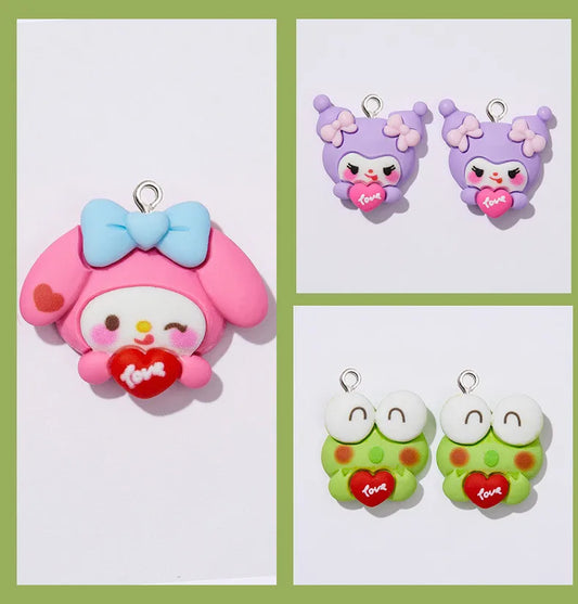 10Pcs Cartoon Dog Cat Animal Charm Pendants Earring Necklace Jewelry Accessories Car Keychain Friend Gift DIY Handmade Ornaments
