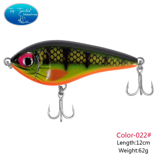 deep diving slow sinking Jerk baits fishing lure with tinned strengthen hooks120mm 62g artificial CF LURE  for pike bass
