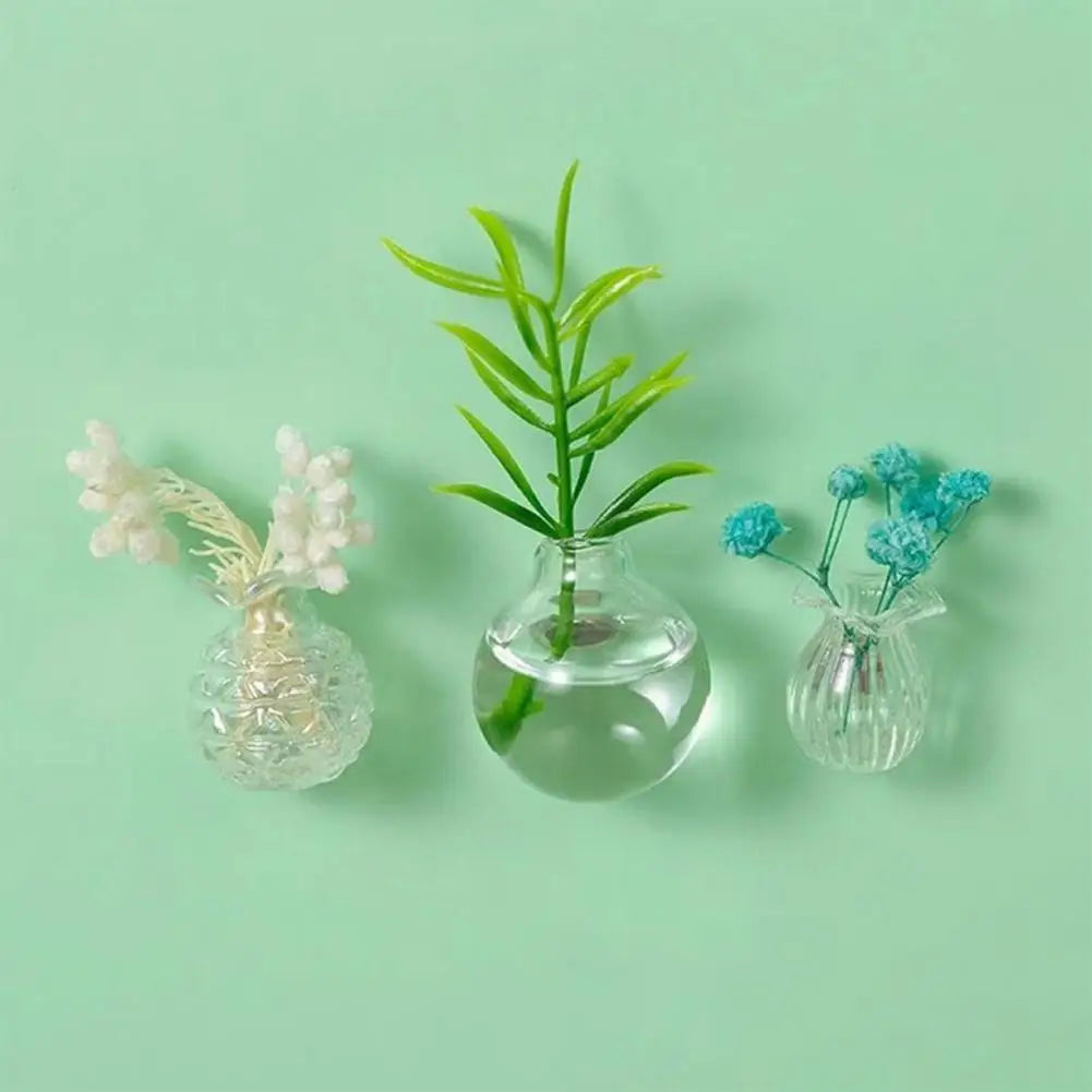 Durable Mini Vase Magnet 3d Miniature Flower Vase Decoration for Home Office Kitchen Glass Vase Refrigerator Decor Ornament Mini
