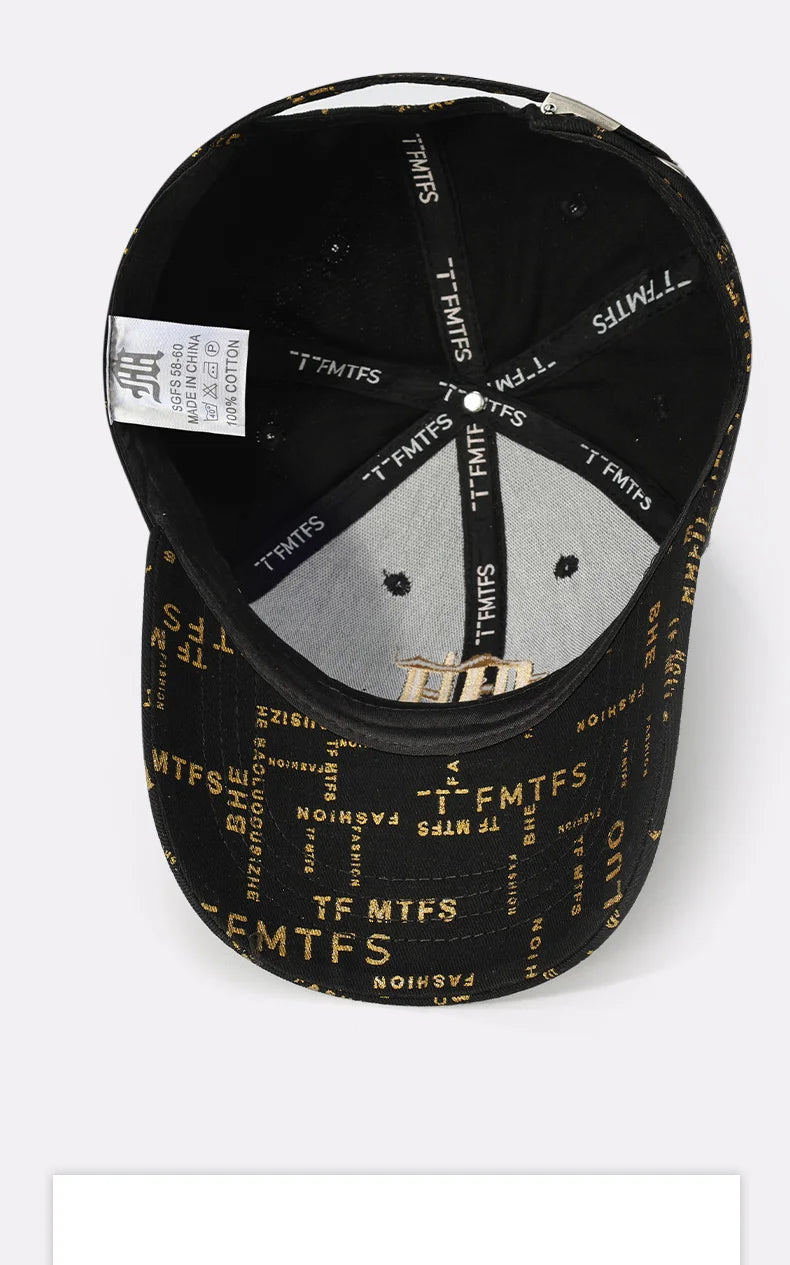 Trending Typography - printed Baseball Cap with Embroidered Logo - A Fashion - forward Headpiece