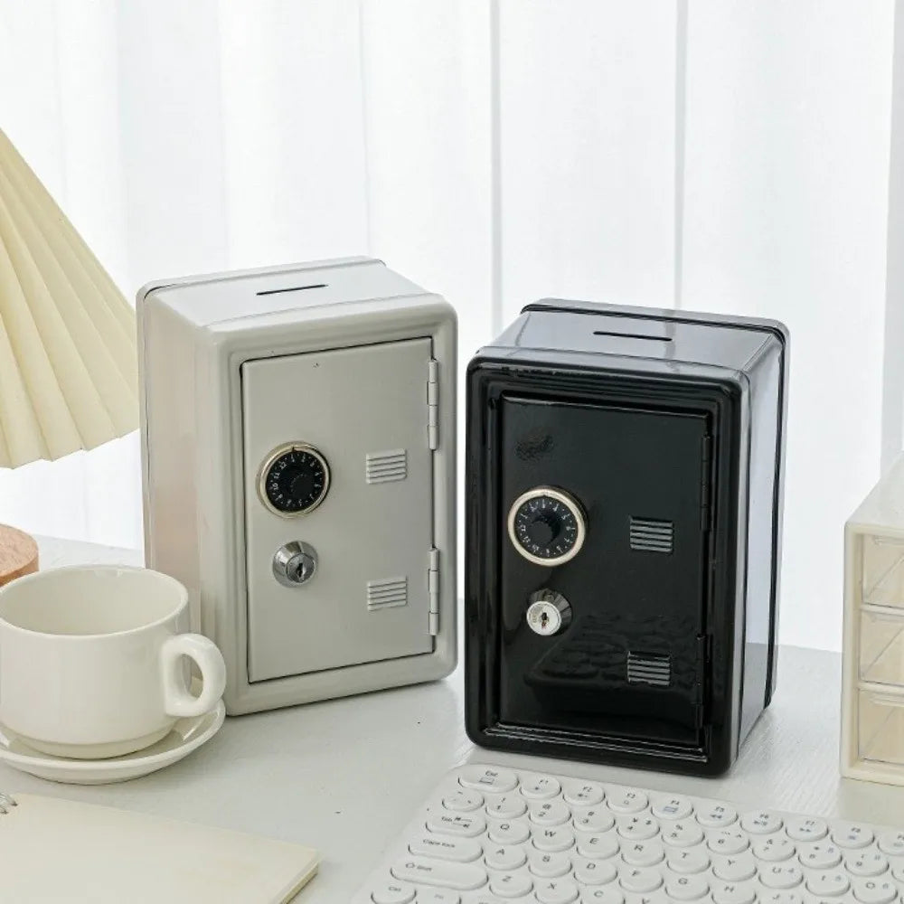 Portable Password Lock Mini Safe Box Anti-Theft Metal Piggy Bank Cabinet Strongbox Valuables Security